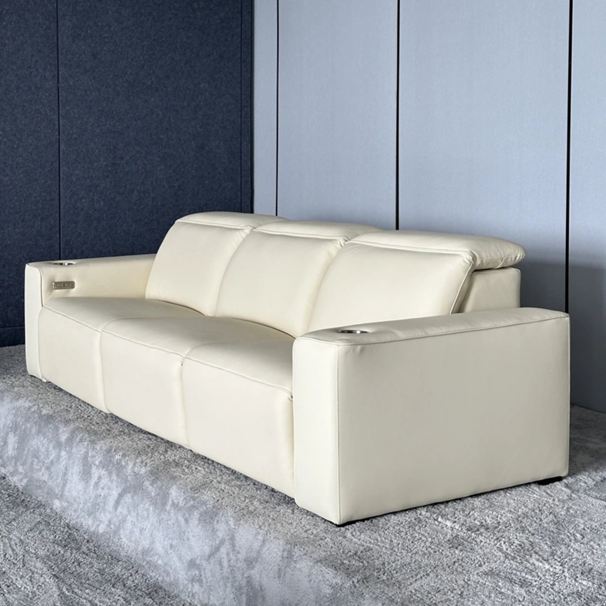 Linsen Seating LS‑6112 Leather Home Theater Sofa with Power Headrest